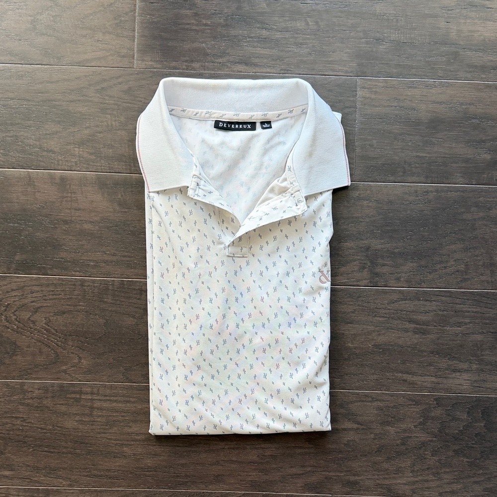 White Patterned Golf Polo Shirt with Pebble Beach Logo